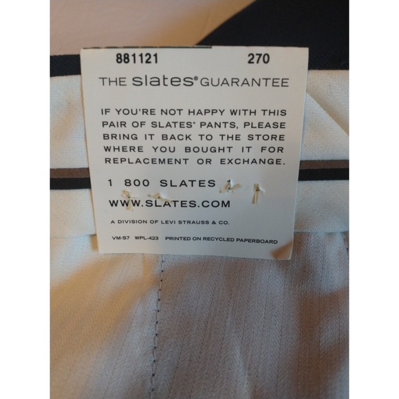 Slates Men's Formal Dress Pants, 45%Worsted Wool, Size 36x29 Navy Blue - Picture 6 of 6